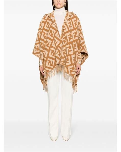 fendi fringed logo poncho|fendi poncho sale.